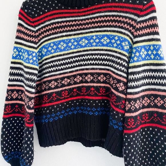 American Eagle Fair Isle Holiday Mock Neck Boxy Sweater - Picture 2 of 5